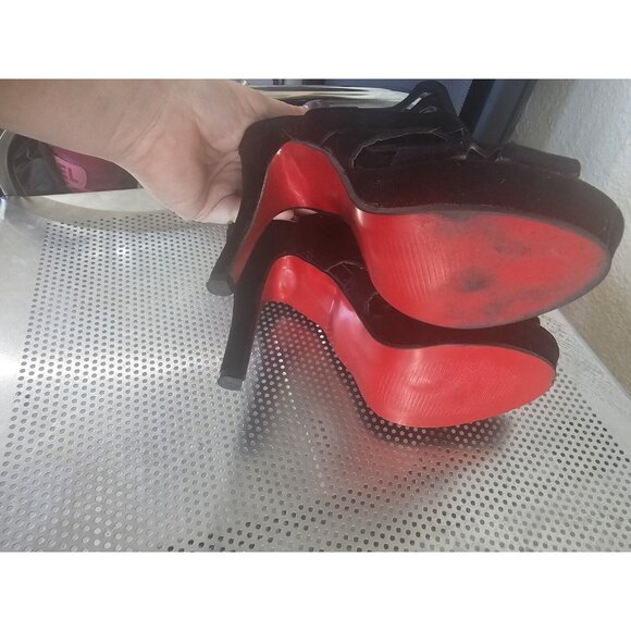 ZHL Black Velvet Gladiator Heels Peep Toe Women's 36 US 6 - Picture 6 of 6